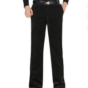 L.L.Bean Mens Corduroy dark green Pants Size 35X32 comfort waist Fit‎ Flat Front